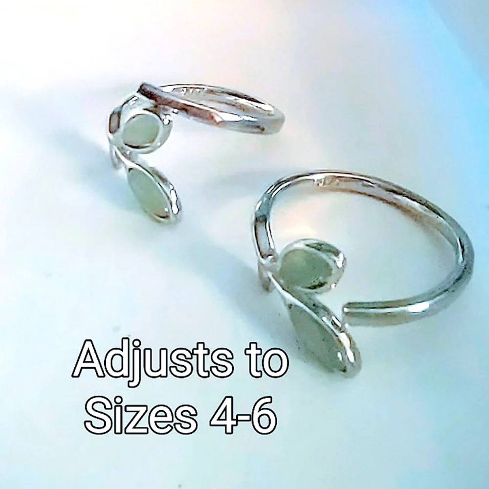 Frosted Green Opal Leaf Ring 2 Available